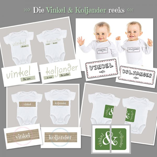 Vinkel & Koljander babygrow stel vir tweelinge